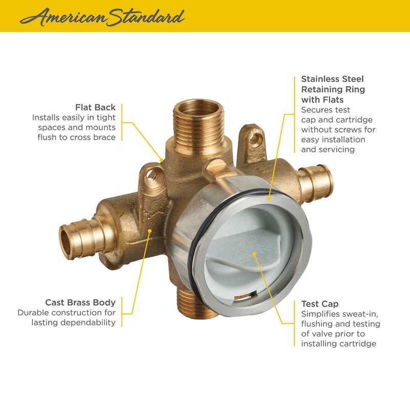 American Standard RU108 Flash Shower Rough-In Valve with PEX Inlets and Universal Outlets for Cold Expansion System - Image 3